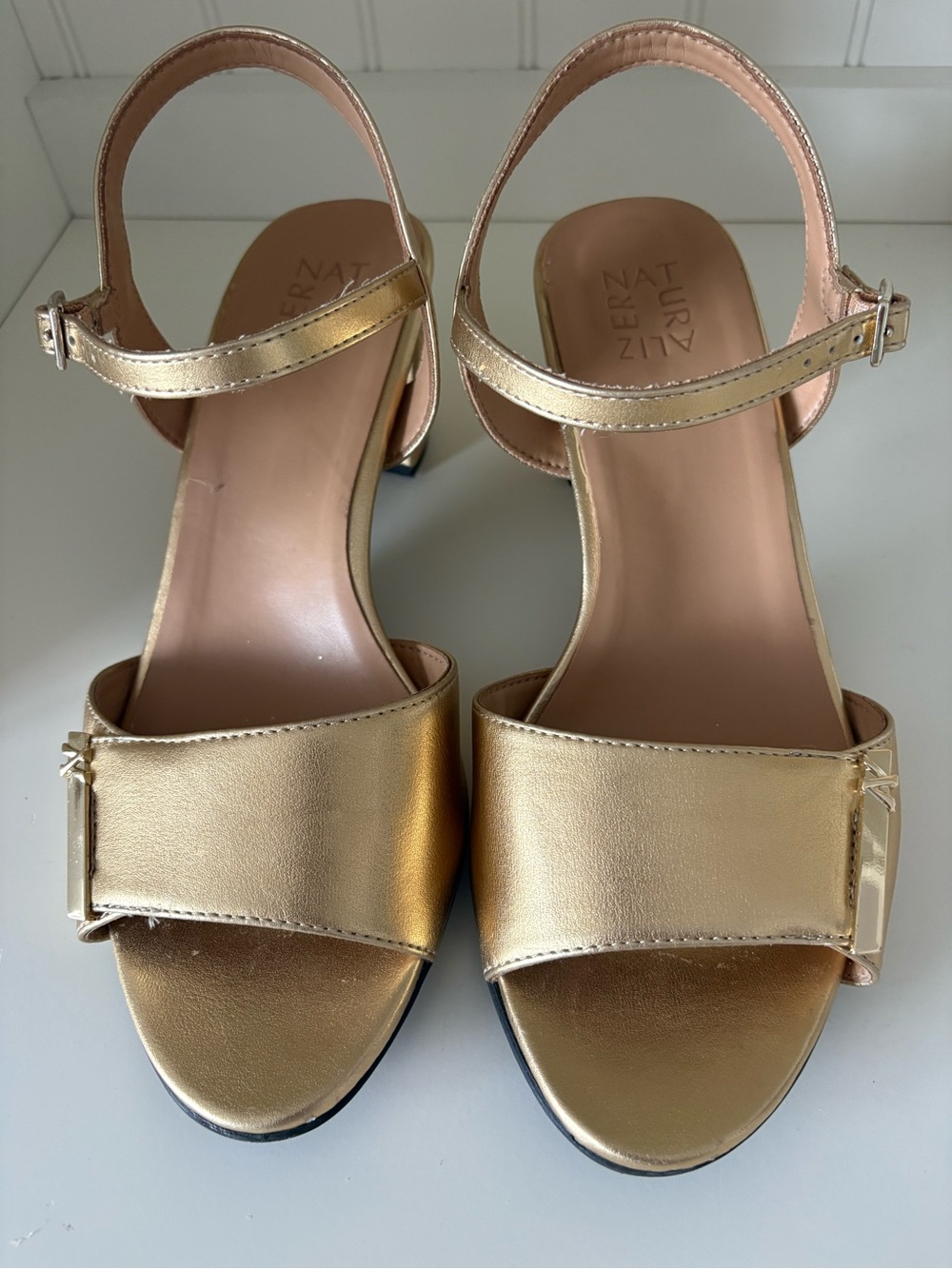 Naturalizer Gold Dress Open Toe Heels